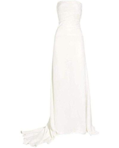 Valentino Ivory Bow-back Strapless Silk Gown - White