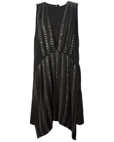 Vanessa Bruno Black Embellished Silk Cocktail Dress