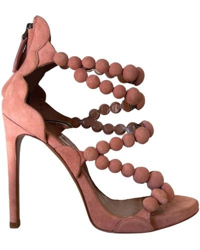 Alaïa Bombe Suede High Heel Sandals - Pink