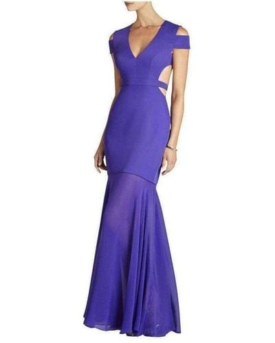BCBGMAXAZRIA Ava Cut Out Persian Blue Full Length Formal Dress - Purple