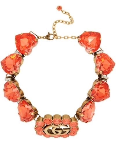 Gucci GG And Heart Crystal-embellished Choker - Multicolour