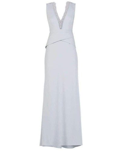 BCBGMAXAZRIA Alyza Deep V Lace Insert Dress - White