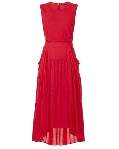 BCBGMAXAZRIA Draped Peasant Skirt Dress - Red