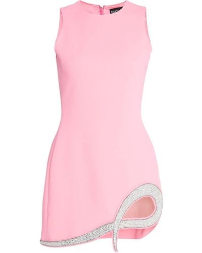 David Koma Crystal-embellished Cady Mini Dress - Pink