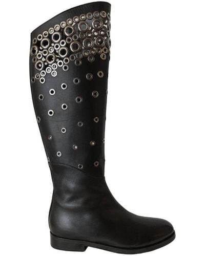 Alaïa Knee High Leather Boots - Black