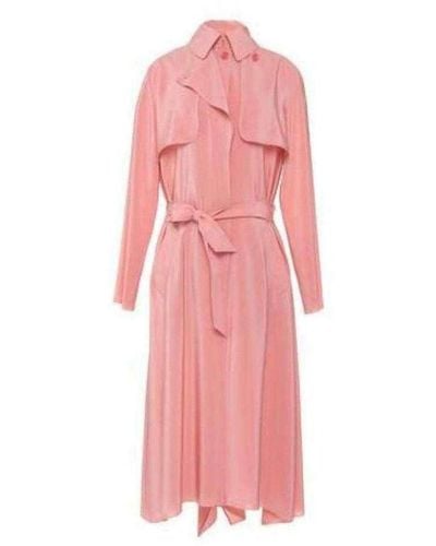 Cedric Charlier Pink Silk Georgette Trench Coat