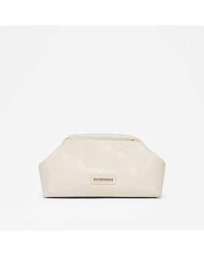 Russell & Bromley Cuddle Women's White Raffia Woven Soft Clutch Bag - Natural