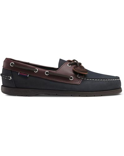 Russell & Bromley Men's Slip-resistant Blue And Brown Leather Docksides Boat Shoes, Size: Uk 7.5