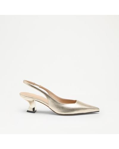 Russell & Bromley Slingpoint Women's Silver Sling Back Point Court Shoes, Comfortable Gold, Nappa Leather - White