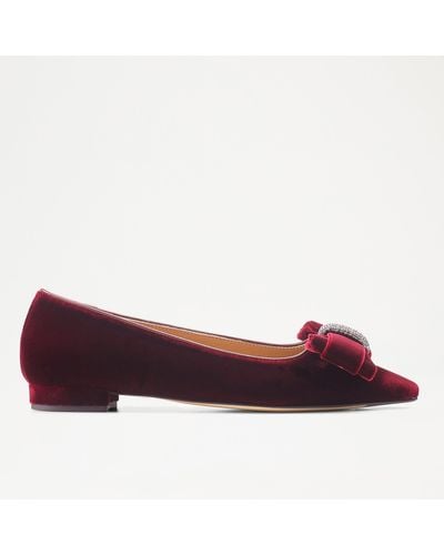 Russell & Bromley Bowtiful Women's Red Embellished Bow Pointed Ballet Flat