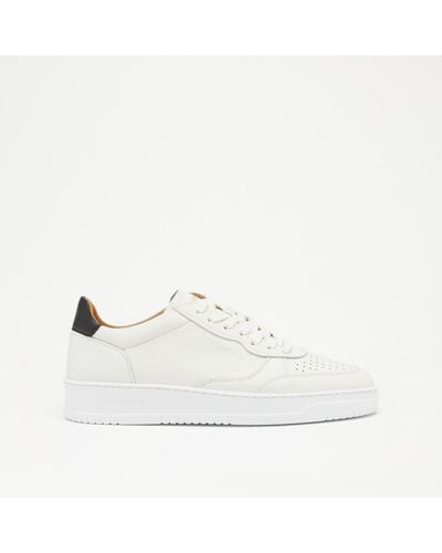 Russell & Bromley Bray Men's White Leather Retro Basketball Trainers