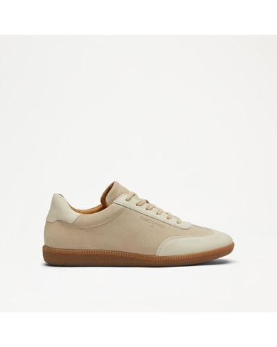 Russell & Bromley Nordic M Mens Colour Block Round Toe Lace Up Thin Sole Trainers, Beige, Suede - Brown