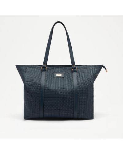 Russell & Bromley City Trip Women's Navy Weave Embossed Tote Bag - Blue