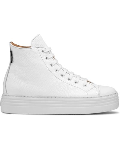 Russell & Bromley Women's White Leather Saturn Hi Flatform High-top Trainers, Size: Uk 6