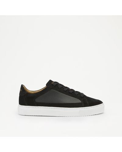 Russell & Bromley Finlay Men's Black Leather & Suede Colour Block Retro Laced Trainers
