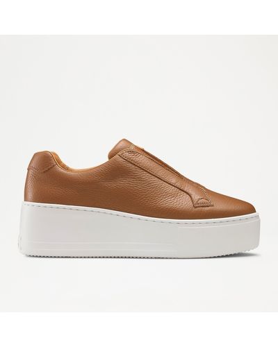 Russell & Bromley Park Up Flatform Laceless Trainer - Brown