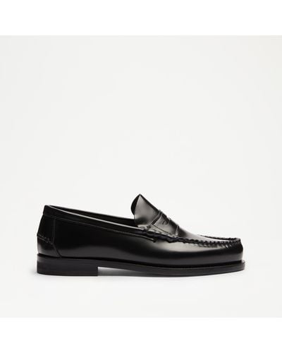 Russell & Bromley Dartmouth Men's Black Leather Moccasin Saddle Loafers