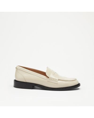 Russell & Bromley Penelope Women's White Round Toe Penny Loafer - Natural