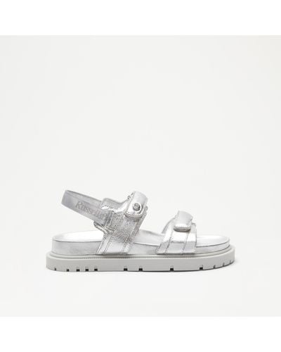 Russell & Bromley Trax Women's Silver Cleated Sole Sandal - White