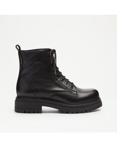 Russell & Bromley Combat 8 Women's Black Eyelet Military Boot