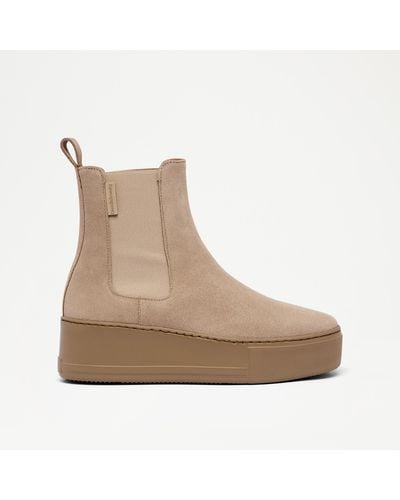 Russell & Bromley Park Way Women's Beige Suede Trainer Chelsea Boots - Brown