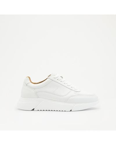 Russell & Bromley Hop Women's White Leather Clean Lace Up Runner Trainers