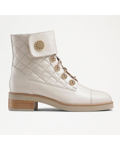 Russell & Bromley Ringaroses Quilted Lace-up Boot - Natural
