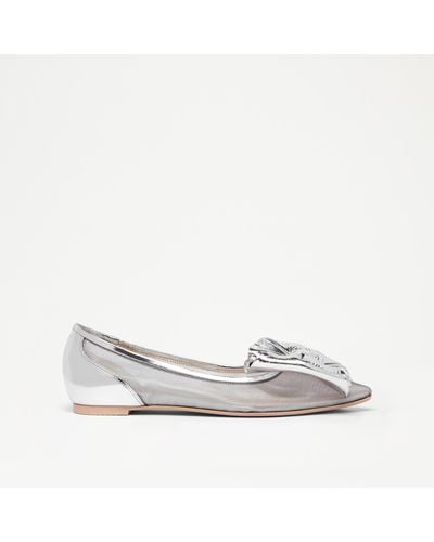 Russell & Bromley Bow Pointed Bow Mesh Flat - Metallic