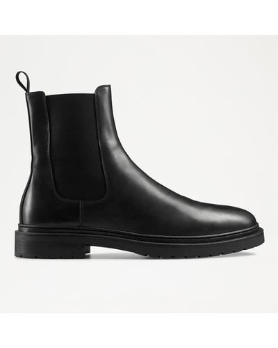Russell & Bromley Alto Women's Black Calf Leather High Throat Cleated Chelsea Boots