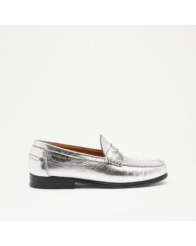 Russell & Bromley Penny Women's Silver Penny Loafer - White