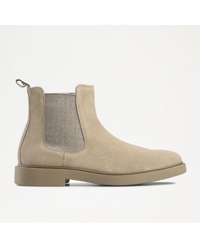 Russell & Bromley Caserta Men's Beige Suede Drench Casual Chelsea Boots - Brown