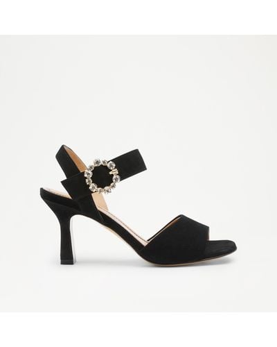 Russell & Bromley Waltz Women's Black Embellished Buckle Heeled Sandal