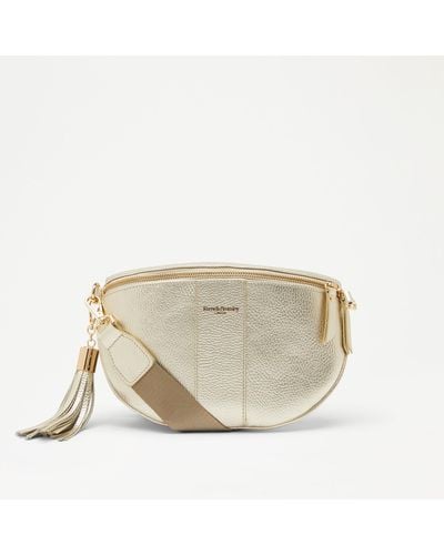 Russell & Bromley Rotate Women's Curved Crossbody Bag, Gold, Leather - Natural