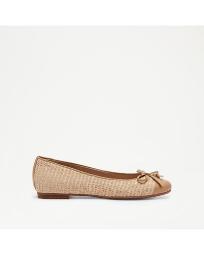 Russell & Bromley Charming Women's Brown Raffia Quilted Ballet Flat - Natural