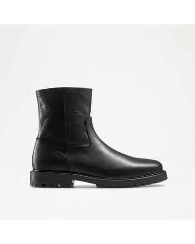 Russell & Bromley Alashan Men's Black Round Toe Zip Ankle Boot