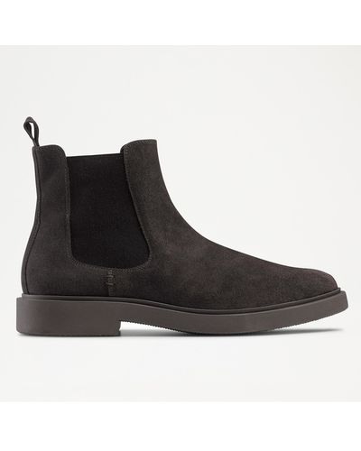 Russell & Bromley Caserta Men's Grey Suede Drench Casual Chelsea Boots - Black