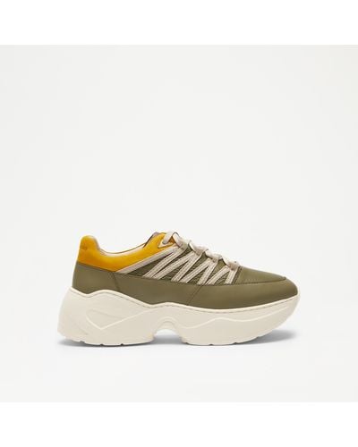 Russell & Bromley Jive Lace Up Layered Trainer - Yellow