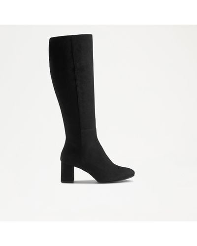 Russell & Bromley Paris Women's Black Suede Block Heel Knee High Boots