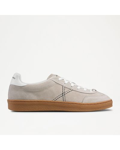 Russell & Bromley Sprint Lace Women's Beige Stitch Detail Lace Up Trainer - White
