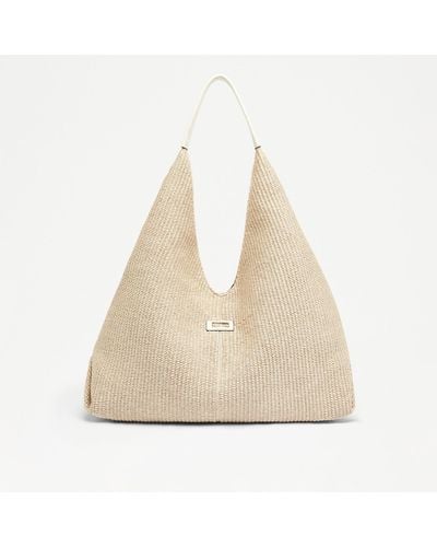 Russell & Bromley Everyday Women's Neutral Leather Woven Oversized Shopper Shoulder Bag - Natural