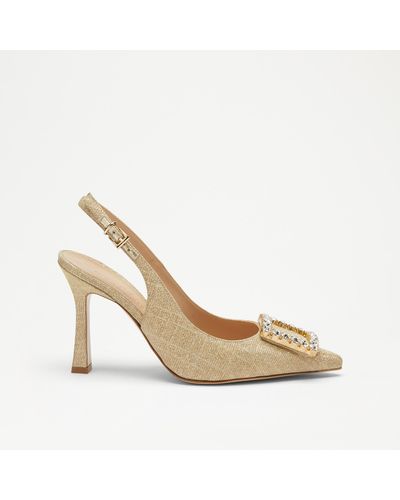 Russell & Bromley Midnight Women's Gold Embellished Trim Slingback - Metallic