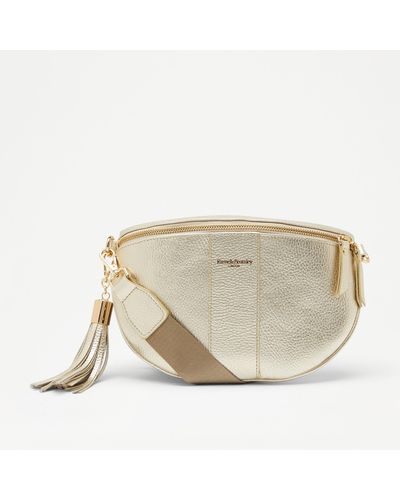 Russell & Bromley Rotate Women's Curved Crossbody Bag, Gold, Leather - Natural