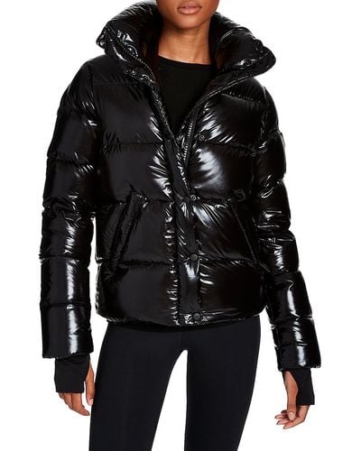 SeekMe Women's Puffer Jacket Glossy Cropped Winter Stand Collar Quilted  Down Bubble Coat(1308-Black-S-FY) at  Women's Coats Shop