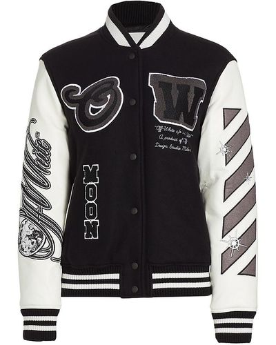 MOON LEATHER VARSITY JKT in black black | Off-White™ Official NG