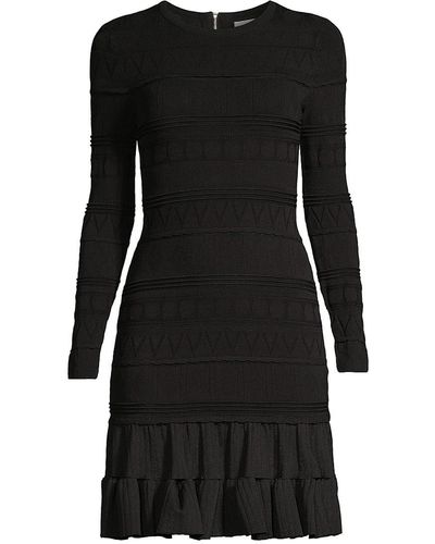 MILLY Petra Textured Drop-waist Minidress - Black