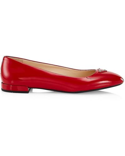 Prada 15mm Patent Ballet Flats - Red