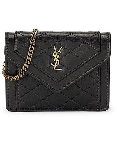 Saint Laurent Mini Gaby Quilted Leather Micro Bag-on-chain - Noir
