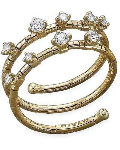 Mattia Cielo Rugiada Diamanti 18k Yellow Gold, Titanium, & Diamond Wrap Ring - Metallic