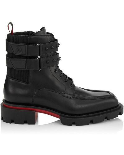 Christian Louboutin Men's Our Fight Zip Leather Combat Boots