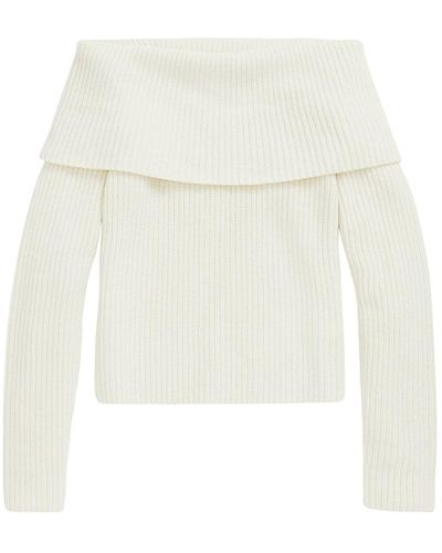Polo Ralph Lauren Rib-knit Off-the-shoulder Sweater - White
